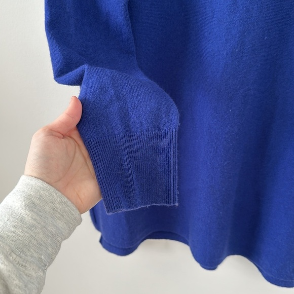 Vince 100% Cashmere Banded Boat Neck Sweater Blue Knit Sweater Crewneck Soft New - Picture 4 of 9